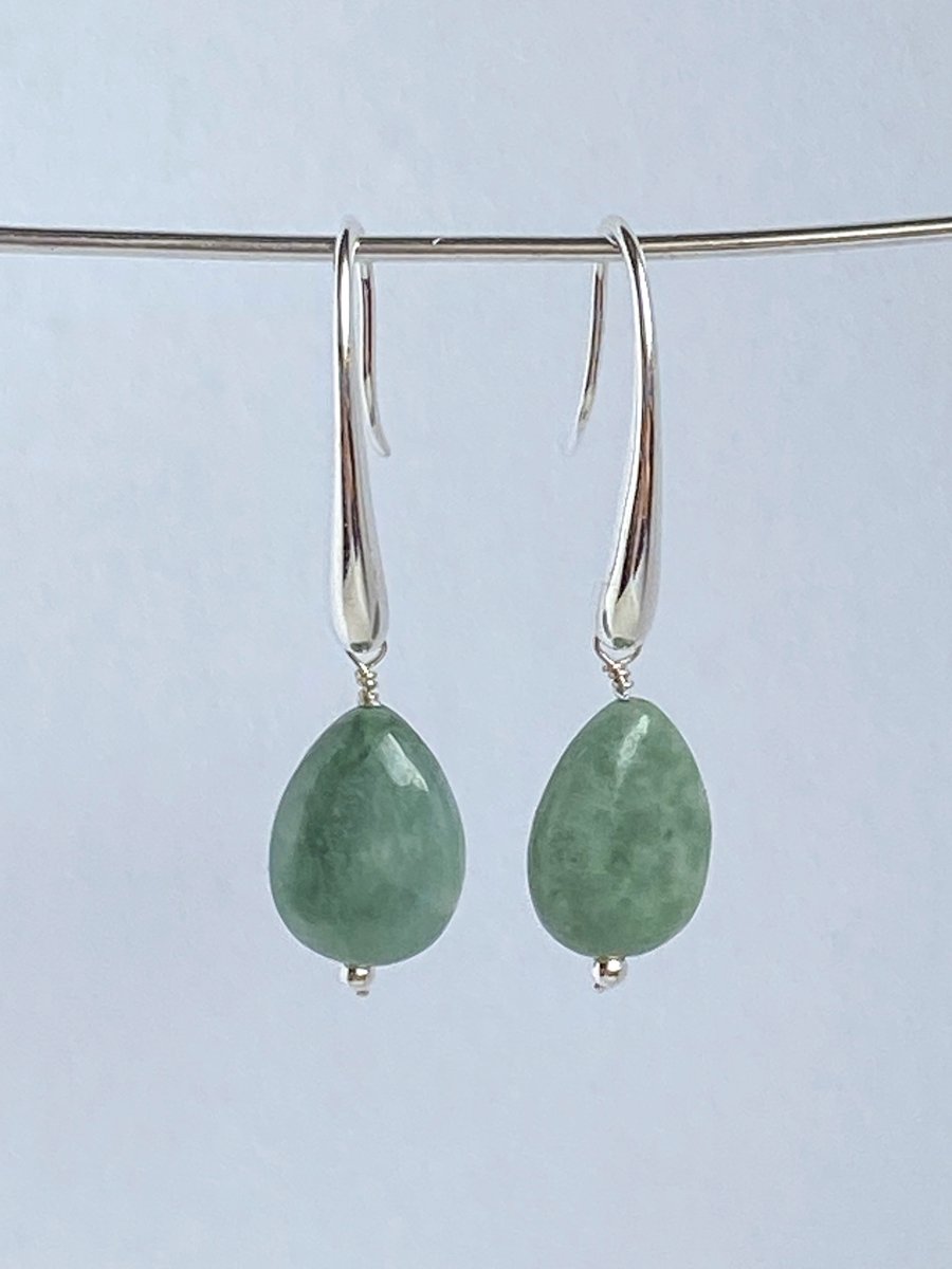 Sterling silver jade earrings - made in Scotland. 