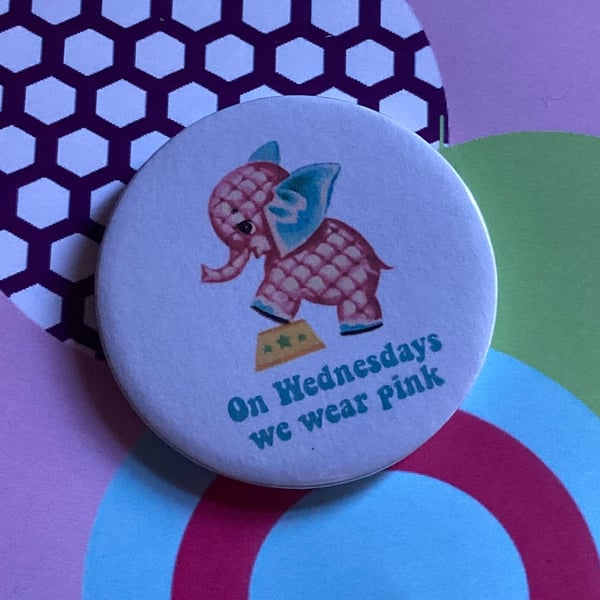 Mean Girls themed Vintage mash-up pin badge - On Wednesdays We Wear Pink