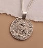Wolf Engraved Sterling Silver Coin Necklace - Image 9