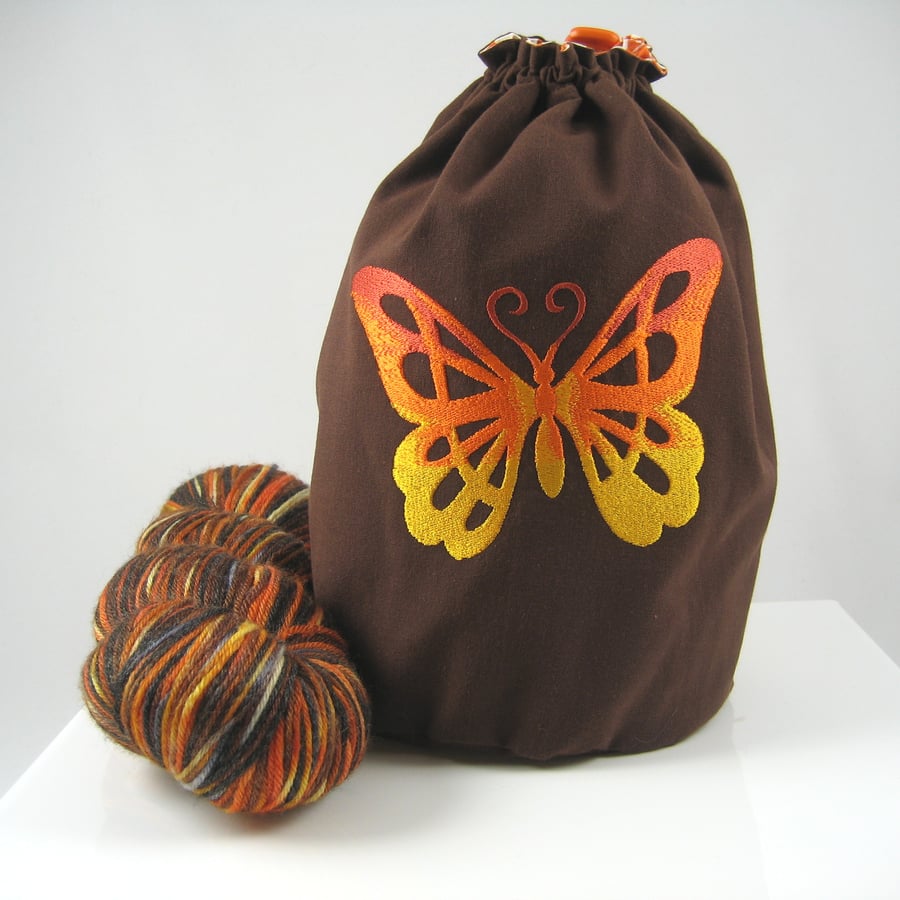 Butterfly Embroidered Project Bag