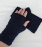 Fingerless Mitts Navy with Sparkle