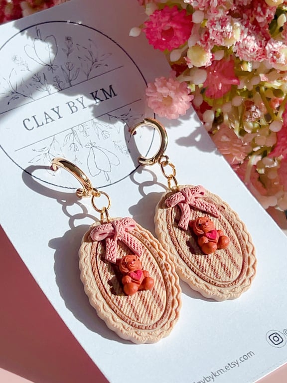 Little Bear Earrings with Gold Hoops , Unique Daughter Gift, Free UK Delivery