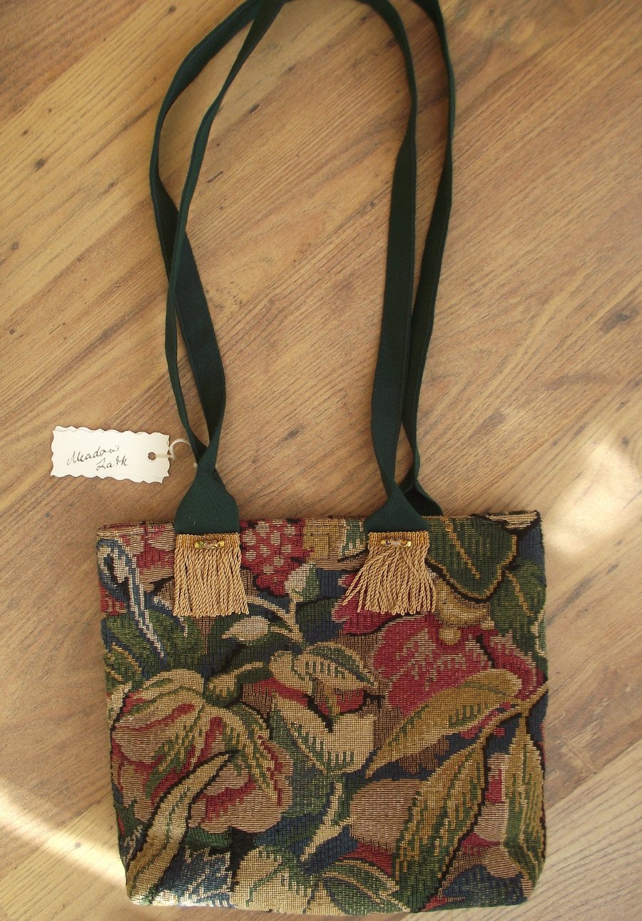 tapestry style material shoulder bag,occasional bag,evening bag,