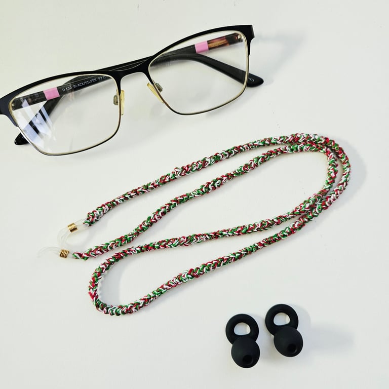 Cotton Cord in Welsh Colours, Glasses Chain or Earplug Strap