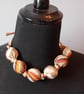 Brown Stripe Silk Bead Necklace - Image 2