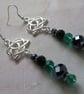 Silver Tone Celtic Triquetra Knot & Crystal Tartan Match Beaded Earrings  - Image 6