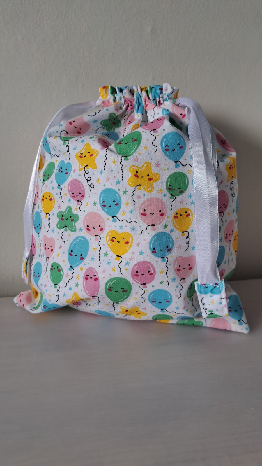 Fabric Birthday Gift Bag. Happy Balloon