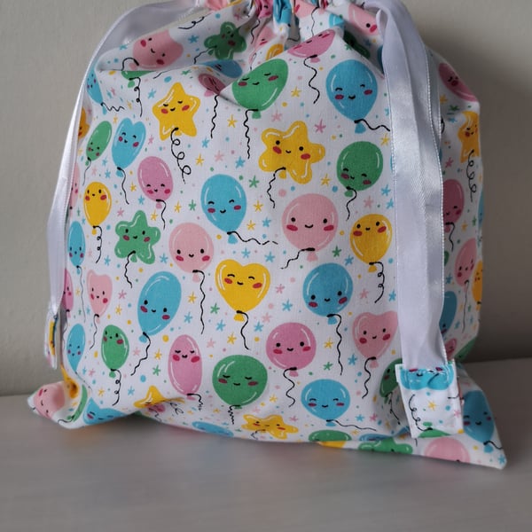 Happy Balloon Childs Fabric Gift Bag.
