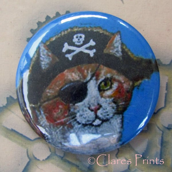 Pirate Cat Art Badge 58mm Button Animal Badges Cats 