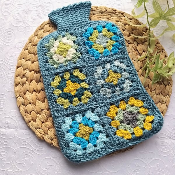 Seconds Sunday Crochet Granny Square Hot Water Bottle Cover