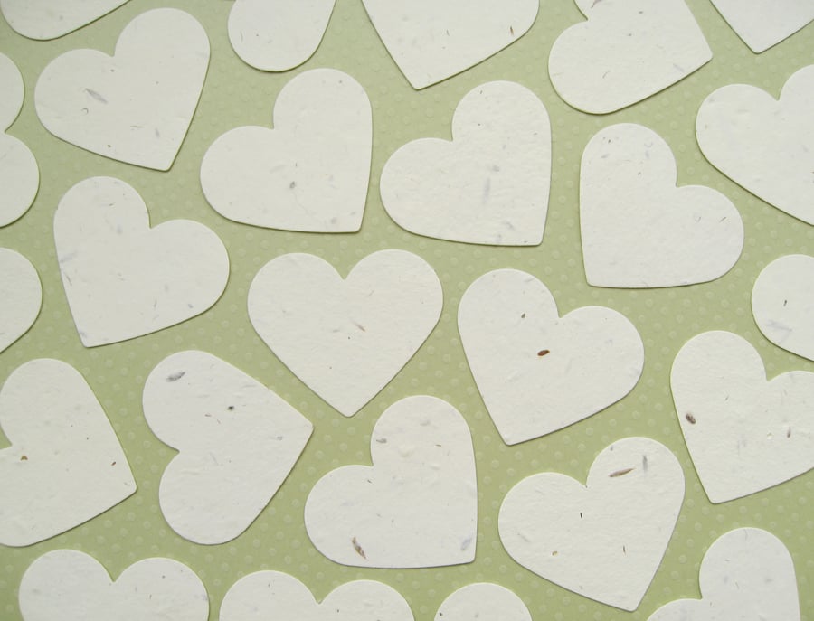 10 x 2 inch Cream Plantable Seed Hearts - Flower Seed - Wedding Favours