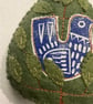 Lino print bird in a little green felt tree - Image 1