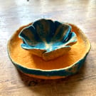 Lily pad wet felted decorative dish.