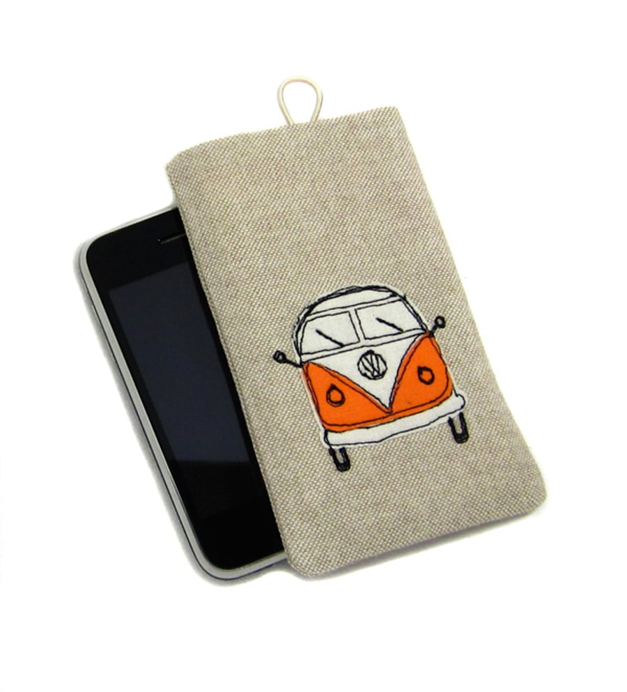iPhone Case Smartphone Sleeve Orange VW Camper