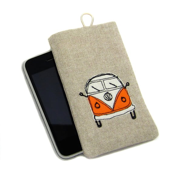 iPhone Case Smartphone Sleeve Orange VW Camper