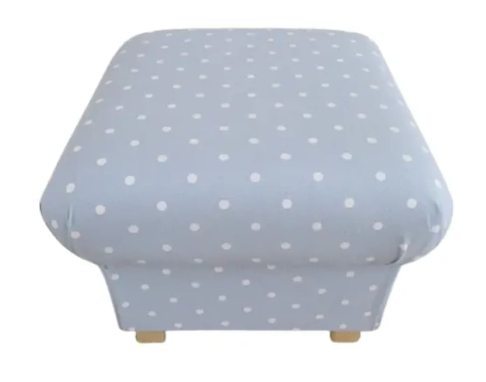 Storage Pouffe Clarke Powder Blue Dotty Spot Fabric Footstool Spotty Polka Dots 