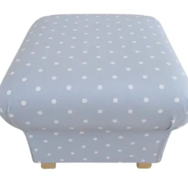 Storage Pouffe Clarke Powder Blue Dotty Spot Fabric Footstool Spotty Polka Dots 