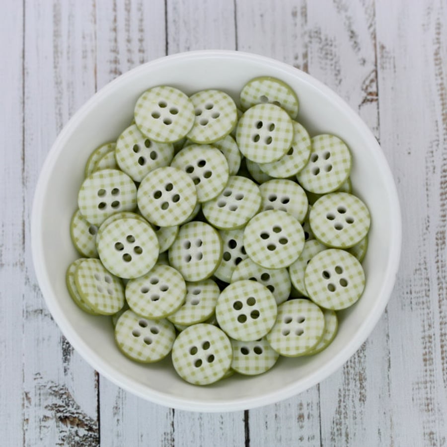 Lime Green Gingham Buttons