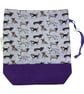 two at a time knitting bag with dogs, sock sack, drawstring divided pouch,  - Image 4