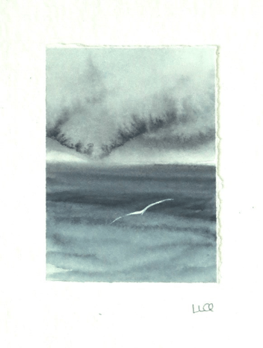 Original watercolour storm painting miniature