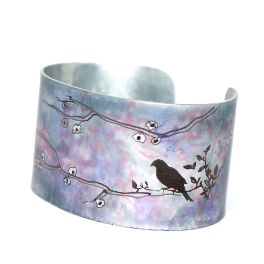 Bird on a branch cuff - narrow