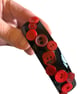 Black Rectangle Barrette Hair Clip with Red Buttons
