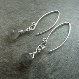 sterling silver earrings, labradorite gemstone