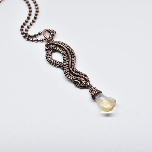 Copper Wire Woven Citrine and Copper Necklace