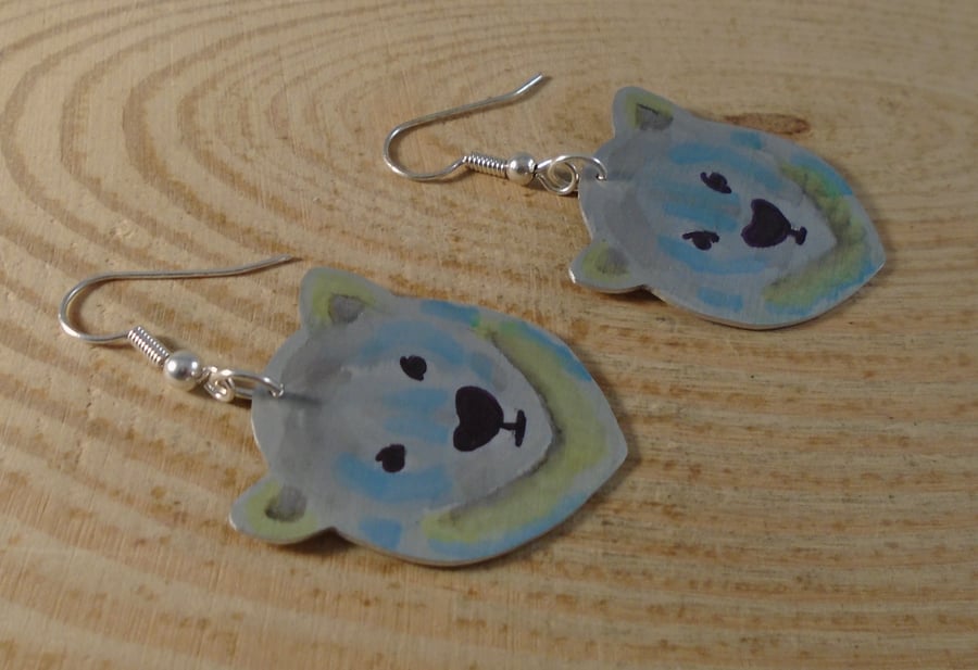 Anodised Aluminium Polar Bear Drop Earrings AAE042003