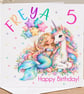 Personalised Mermaid & Unicorn Birthday Card - Girls Rainbow Birthday Card - Image 1