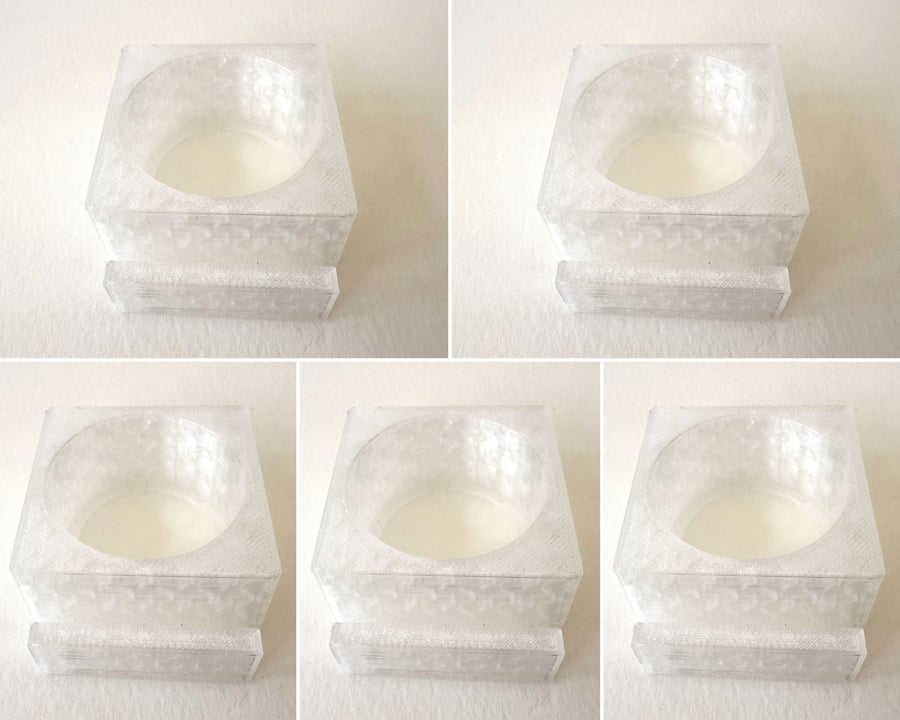 Five frosted clear tea light display stands for fused glass panels - 4mm slot