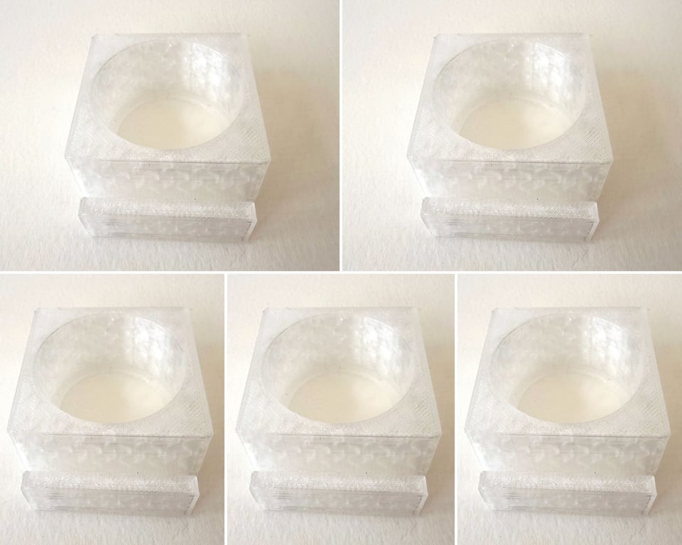 Five frosted clear tea light display stands for fused glass panels - 4mm slot