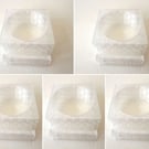 Five frosted clear tea light display stands for fused glass panels - 4mm slot