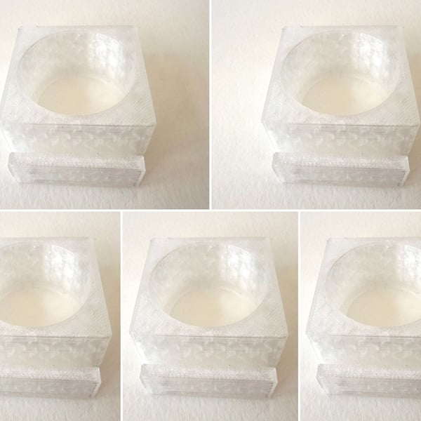 Five frosted clear tea light display stands for fused glass panels - 4mm slot