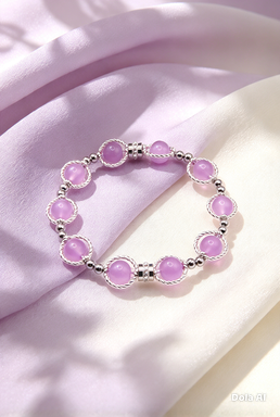 Lavender Amethyst Elasticated Bracelet. Free UK Postage