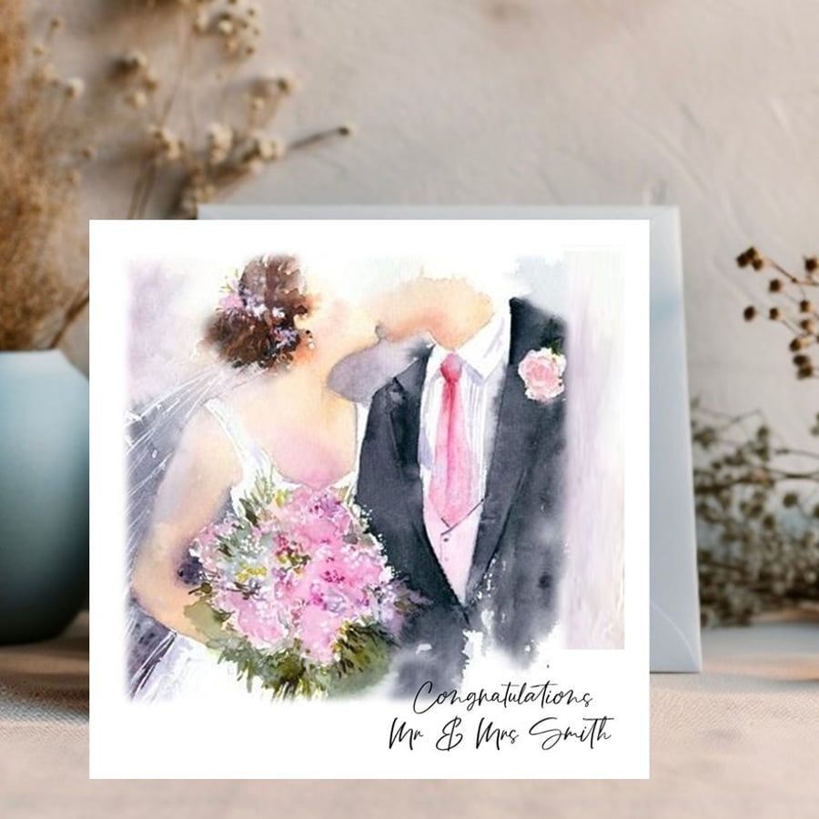 Wedding Day Card personalised for the happy couple