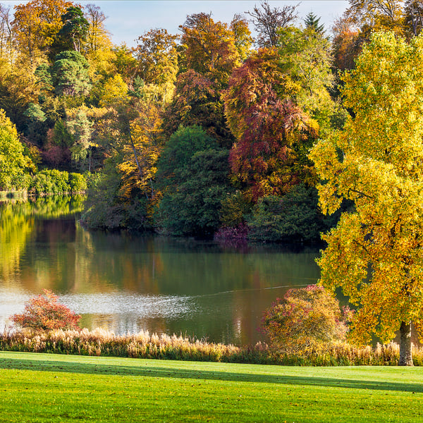 Bowood English country garden autumn landscape lake trees Capability Brown     
