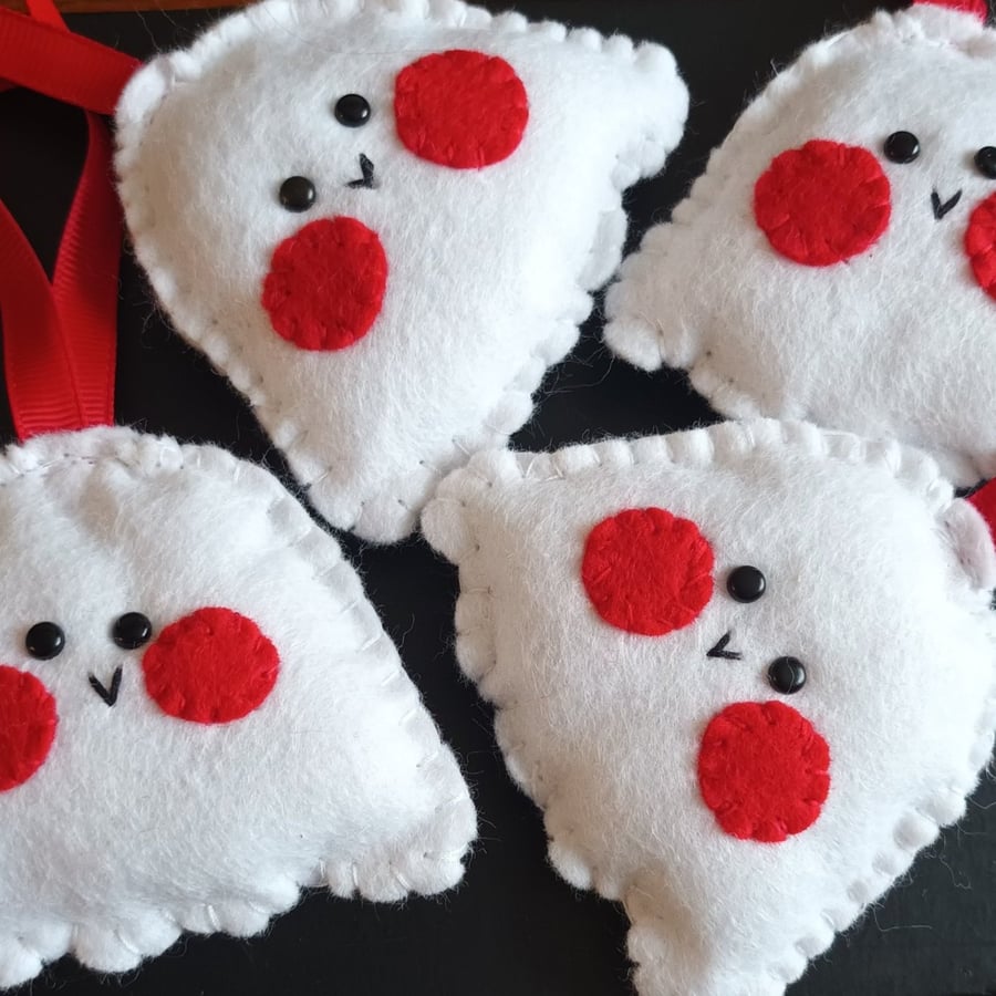 Halloween cute 'ghost' hanging decoration hand sewn in wool blend felt