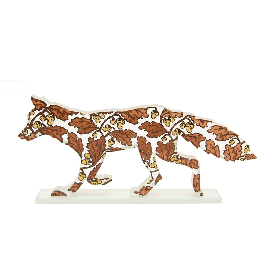 Fox Glass Sculpture with Acorns