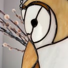 Stained Glass Barn Owl - wildlife lover gift, suncatcher for birders 