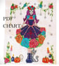 Roses and Skulls lady Day of the dead theme cross stitch Instant Download chart