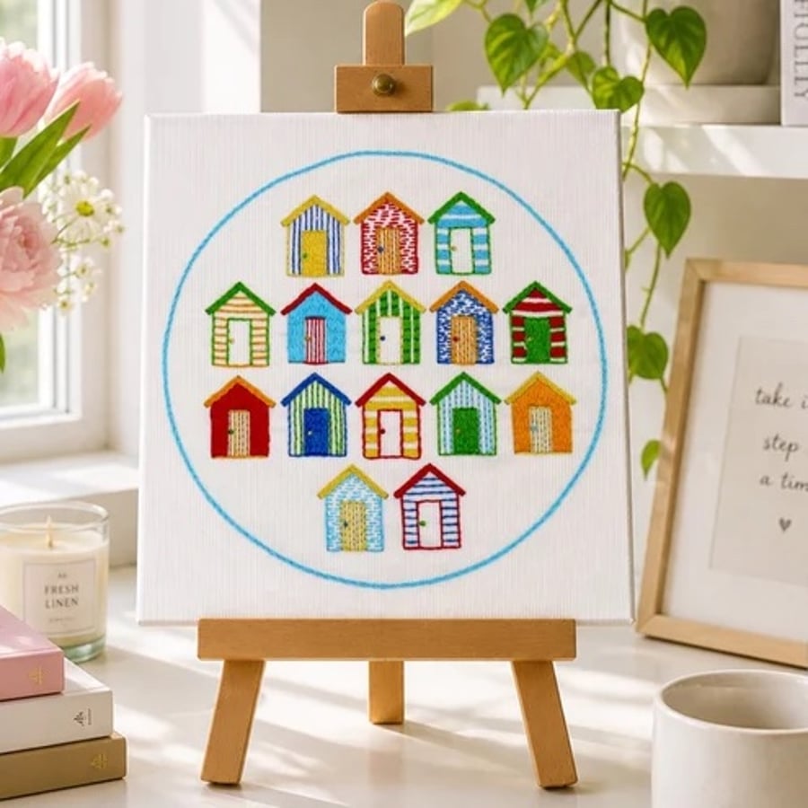 Beach Huts Hand Embroidery PDF Pattern
