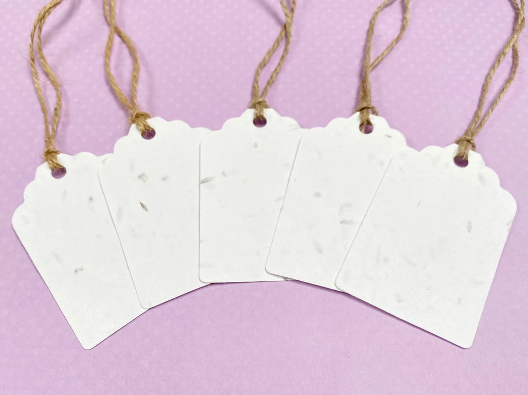 10 White Plantable Seed Rectangle Tags 280gsm - Wildflower Biodegradable Wedding