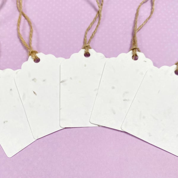 10 White Plantable Seed Rectangle Tags 280gsm - Wildflower Biodegradable Wedding