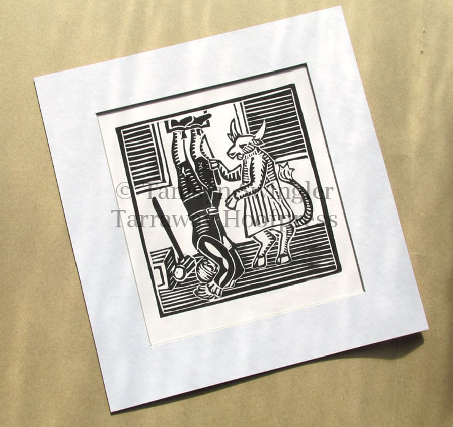 The Ox Turn'd Butcher - Lino Cut - Limited Edition