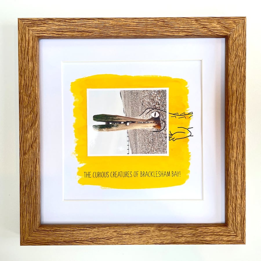 Croc; framed image, mounted and printed on card and photographic paper