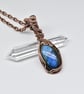 Wire Wrapped Blue Labradorite and Copper One of a Kind Pendant - Image 1