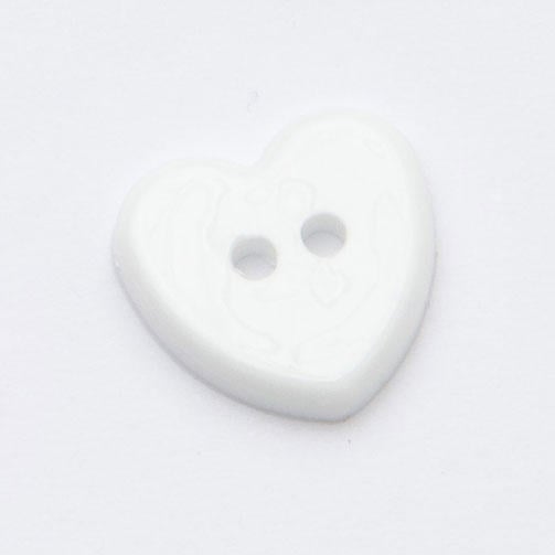 10 white heart buttons 13mm