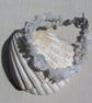 SALE Snow Quartz & Crackled Clear Quartz Gemstone Bracelet "Snow Drop"