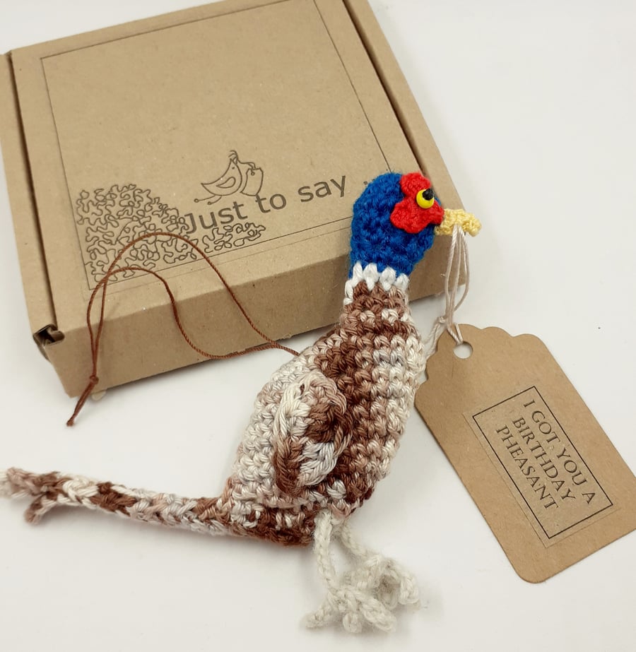Crochet Pheasant Decoration - Alternative to a Birthday Card